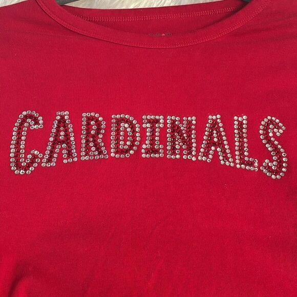 Style Co Ladies “Cardinals” Bling Long Sleeve Scoop Neck Tshirt, Size M - Picture 4 of 5